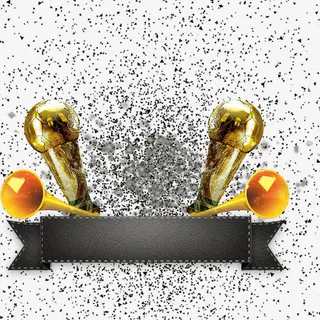 大力神杯呐喊丝带标签免抠