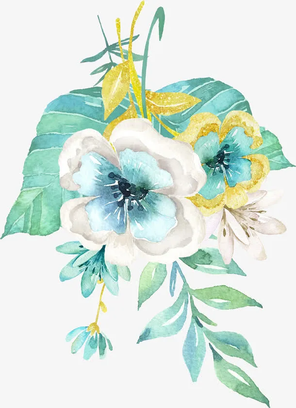 手绘植物小清新海报花朵免抠