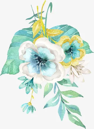 手绘植物小清新海报花朵免抠