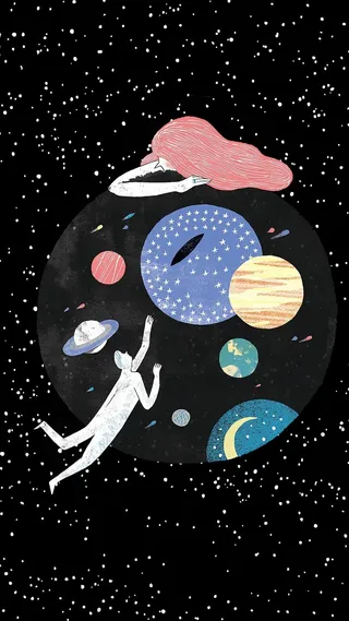 黑色星空插画H5背景高清