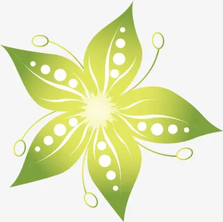 手绘绿色花朵花瓣免抠