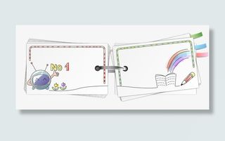 手绘白色便条活页圈免抠