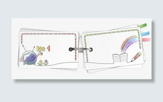 手绘白色便条活页圈免抠