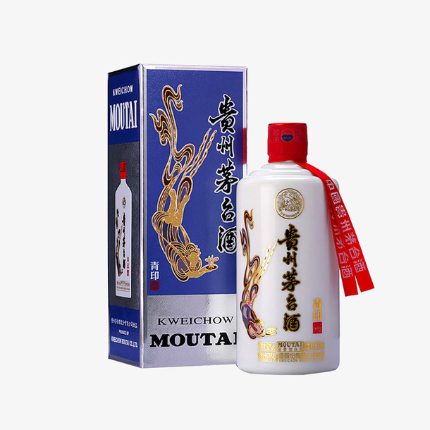 蓝色酒包装盒设计素材免抠