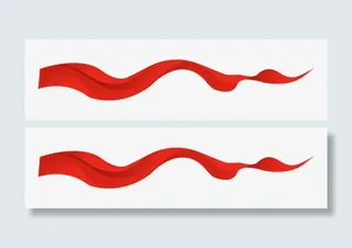 红色弯曲的飘带免抠