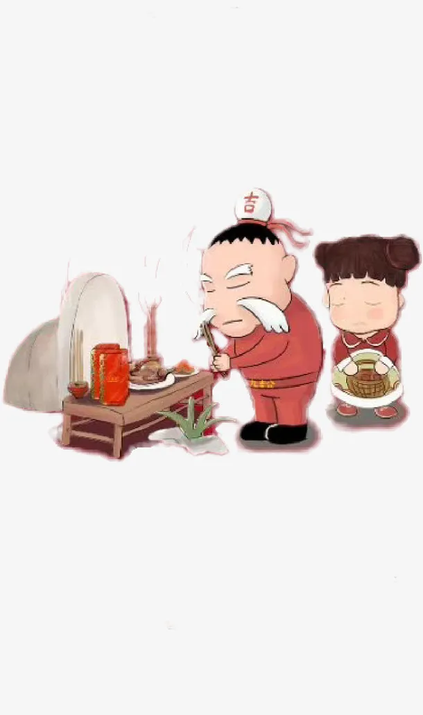 手绘清明节上坟免抠