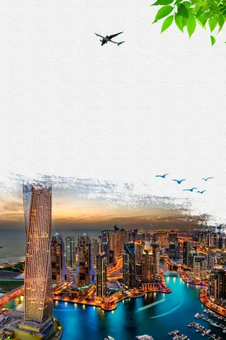 迪拜度蜜月旅游广告海报背景素材高清