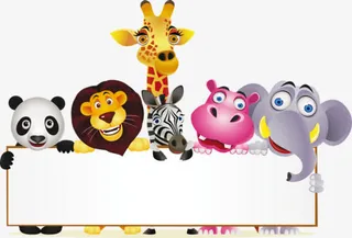 熊猫狮子等卡通动物促销横幅免抠
