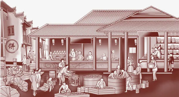 古代集市买卖场景免抠