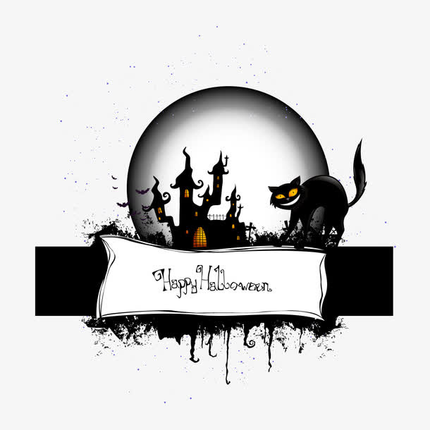 节日装饰万圣节黑猫banner