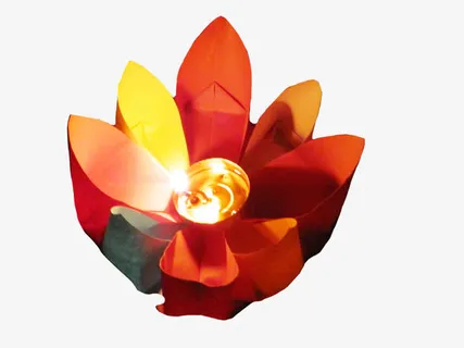 彩色折纸河灯素材免抠