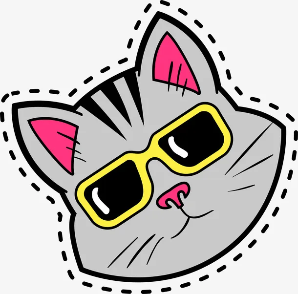 卡通炫酷的猫咪贴纸免抠