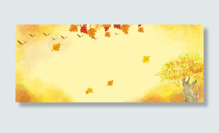 秋天黄色枫叶海报免抠