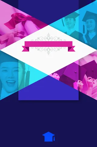 彩色格子毕业季平面广告高清