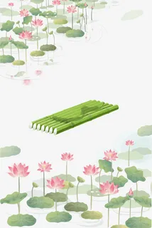 清新文艺池塘荷花背景免抠免抠