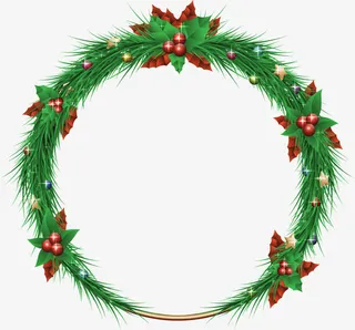 圣诞松枝花环免抠