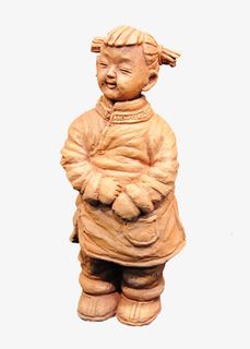 泥塑文静的女孩免抠