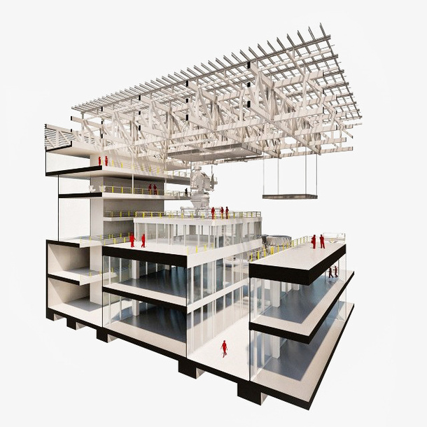 商用建筑剖面透视效果图免抠