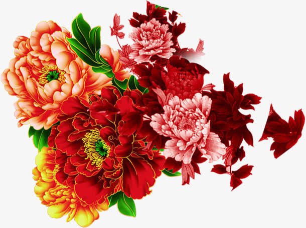 牡丹花国庆节元素免抠