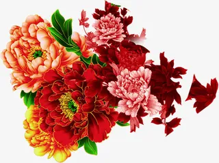 牡丹花国庆节元素免抠