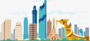 矢量扁平现代化城市免抠