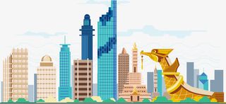 矢量扁平现代化城市免抠