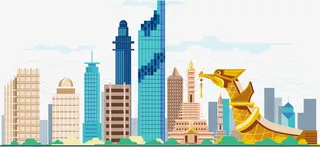 矢量扁平现代化城市免抠
