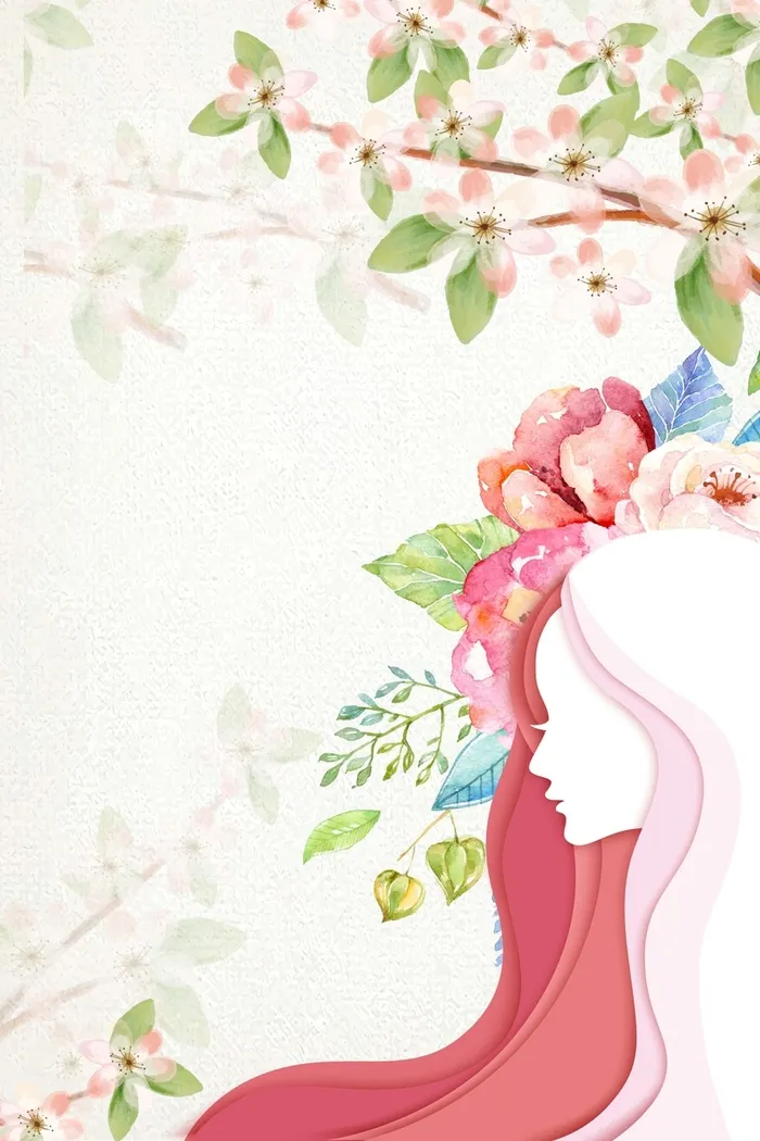 手绘花卉小清新三八女神节春季海报高清