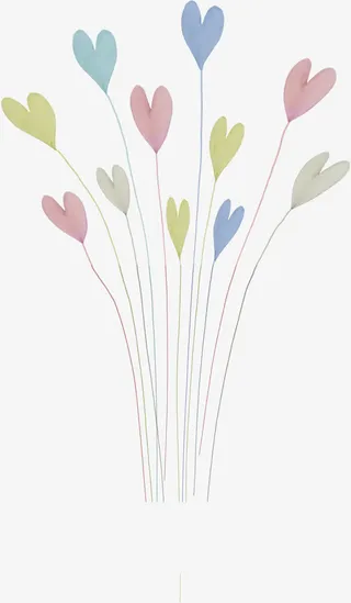 手绘彩色爱心摆件装饰免抠