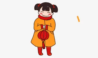 手绘拜年小孩免抠