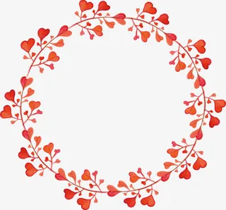 橘色爱心花朵花环免抠