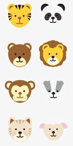 矢量卡通可爱小动物头像免抠