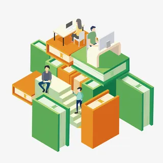 c4d创意图书楼梯图书馆立体图书免抠