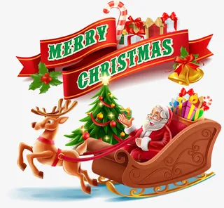 圣诞节棕色麋鹿拉车免抠
