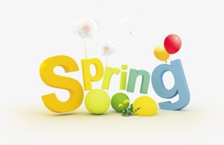 卡通可爱立体春天字母免抠