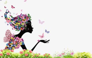 女生节被花包围的春姑娘免抠