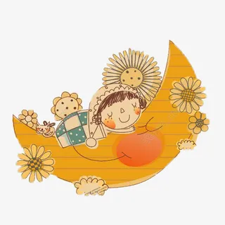 卡通手绘月亮船免抠