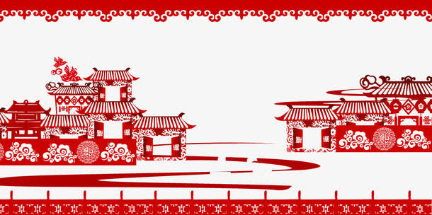 中国风剪纸建筑艺术1免抠