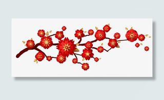 红杏花春节素材 剪纸免抠