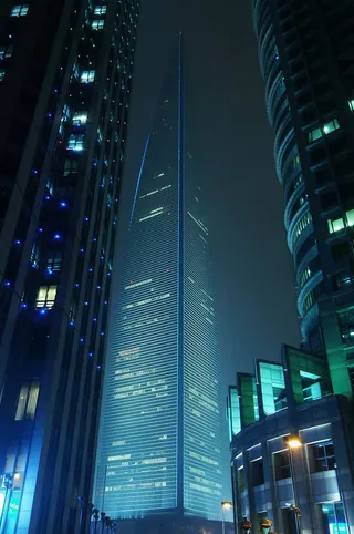 夜晚摩天大楼海报背景