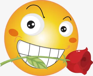 可爱大黄脸玫瑰表情免抠