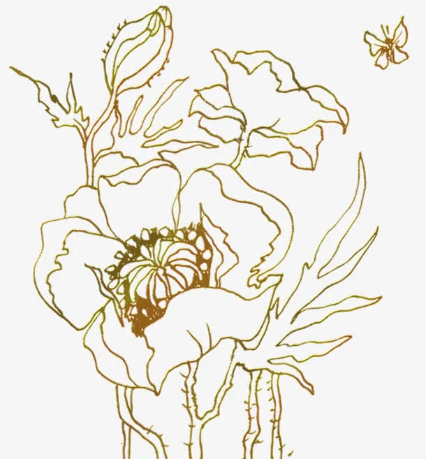 金色盛开的花朵免抠