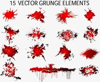 红色荧光墨迹免抠