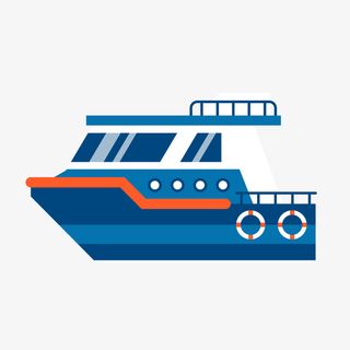 蓝色卡通轮船矢量图免抠