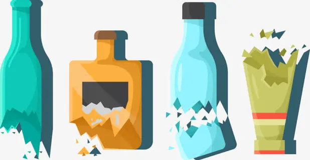 废酒瓶处理矢量免抠