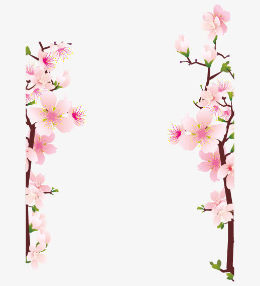 春天桃花元素矢量免抠