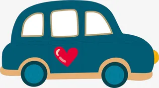 卡通小汽车透明底背景PNG素材