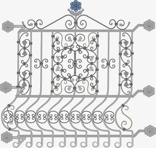 古典花纹铁门素材免抠