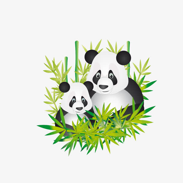 可爱熊猫母子免抠