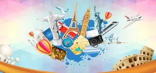 梦幻旅游几何海报背景高清